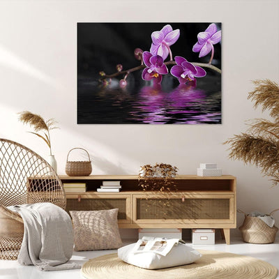 Bilder auf Leinwand 100x70cm Leinwandbild Asien exotisch orchidee blume Gross Wanddeko Bild Schlafzi