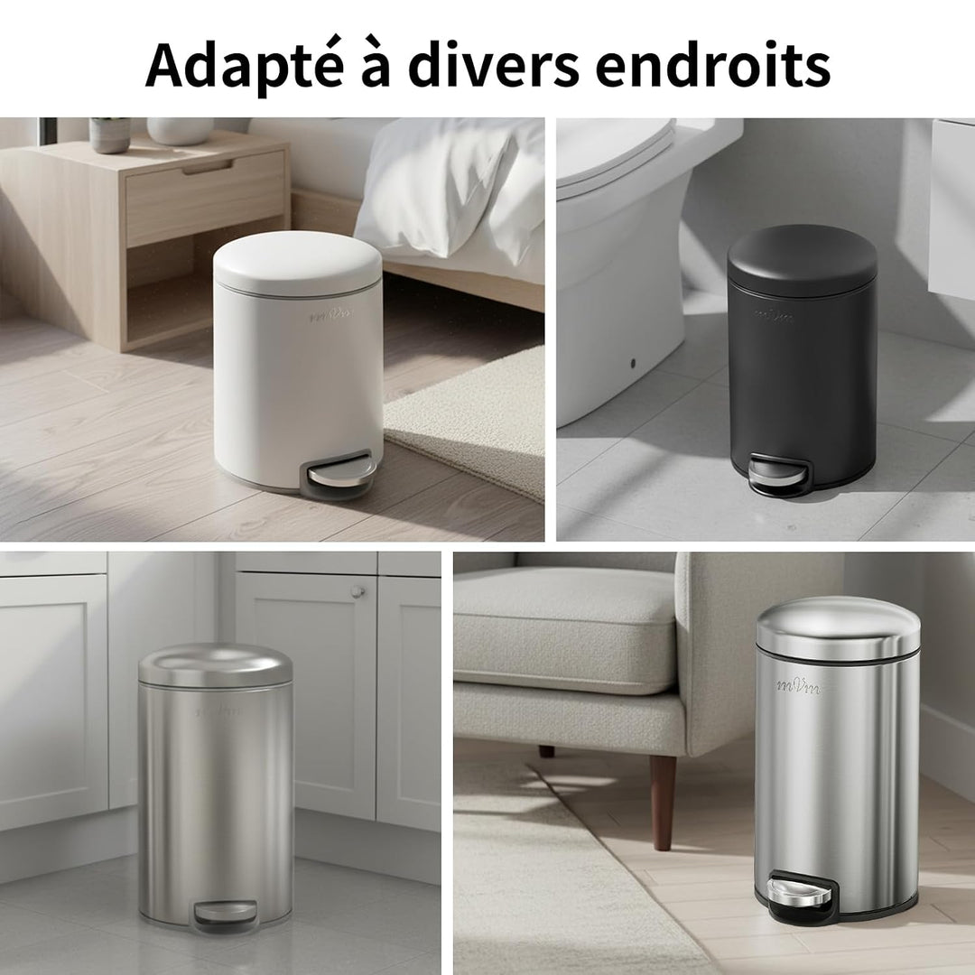 mVm Mülleimer Bad 3L, Mülleimer mit Deckel, Weiss Weiss 3L, Weiss 3L