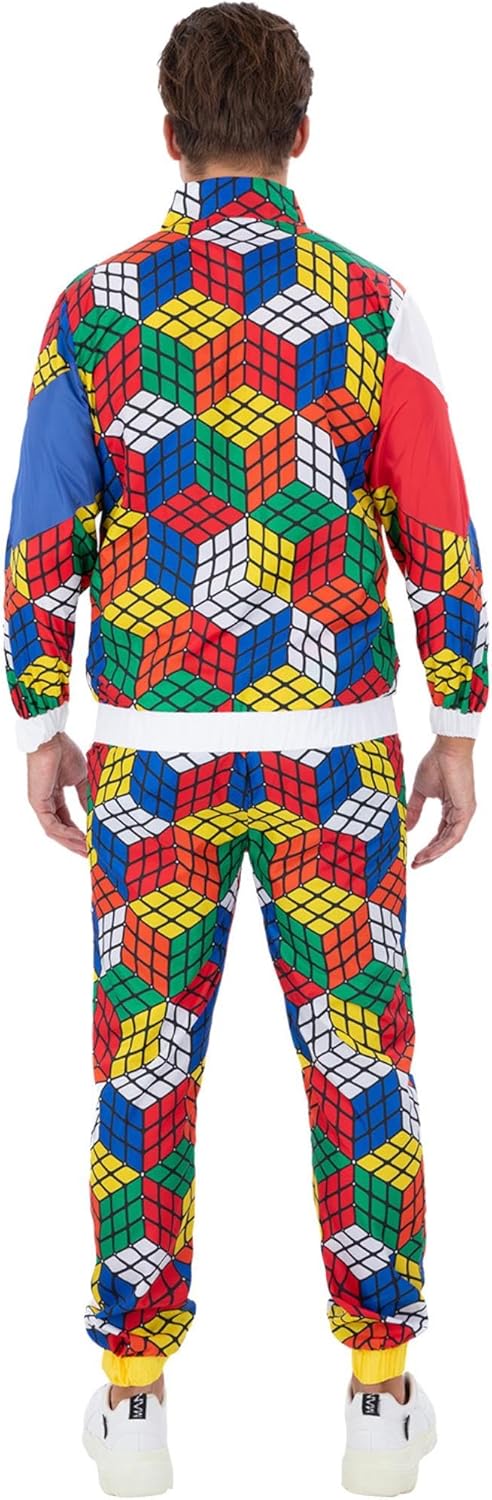Smiffys Rubik's Cube Tracksuit Halloween und Karneval Medium (Chest 38-40) Multicoloured, Medium (Ch