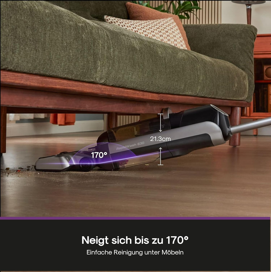 Eureka RapidWash NEW630 Nass Trockensauger Kabelloser Staubsauger mit 170° Neigung,50°C Heisslufttro