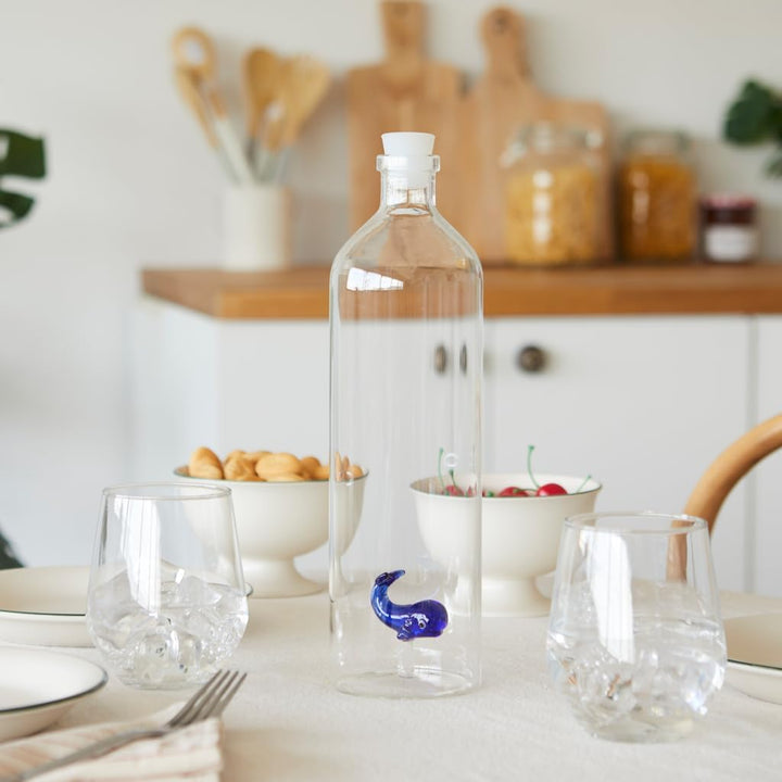 balvi Flasche Atlantis Whale Für Wasser Figur im Inneren fixiert Silizium-Stecker Borosilikat 30 cm