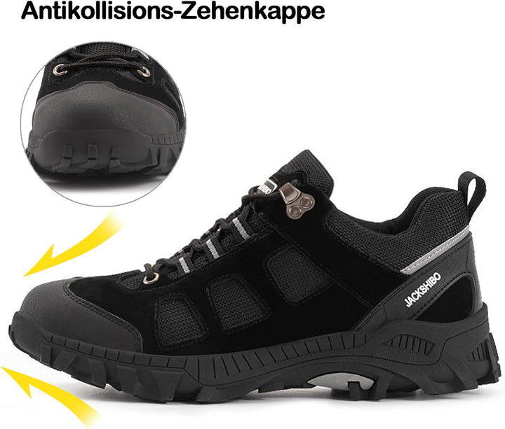 JACKSHIBO Wanderschuhe Herren Damen Trekkingschuhe Wanderstiefel Outdoor Unisex 46 EU Schwarz, 46 EU