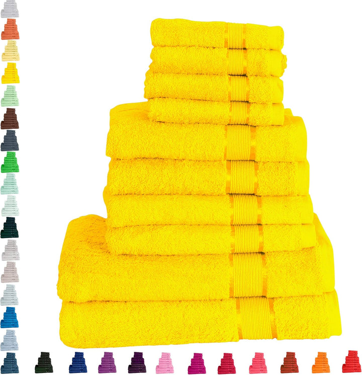 Mixibaby Handtuch 10er Set 2X Duschtuch 4X Handtuch 4X Gästetuch 100% Baumwolle Frottee, Farbe:Hellg