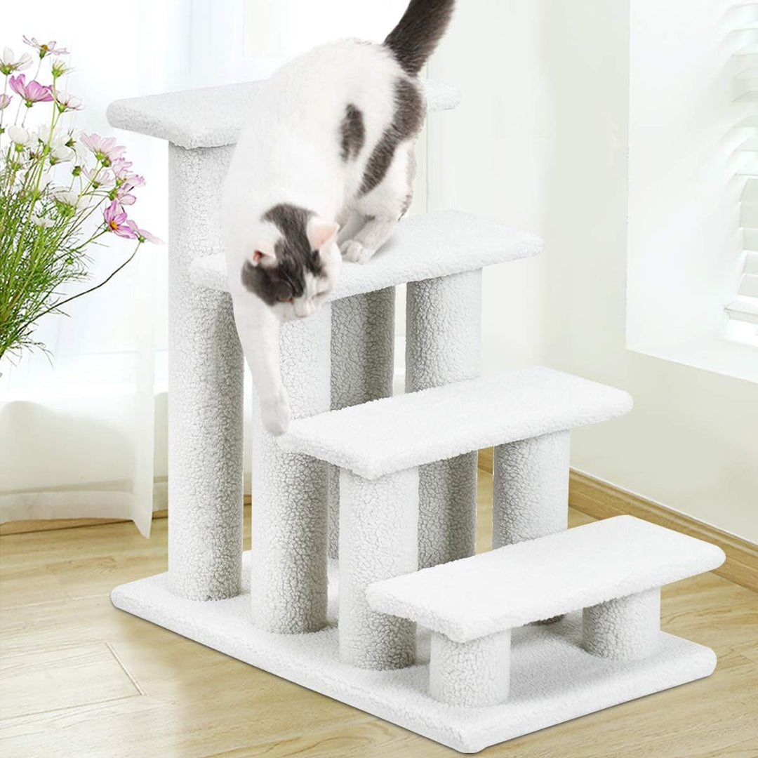 GYMAX Tiertreppe 4 Stufen Katzentreppe Hundetreppe Treppe für Katze Kletterbaum Katzenbaum 60,5 x 41