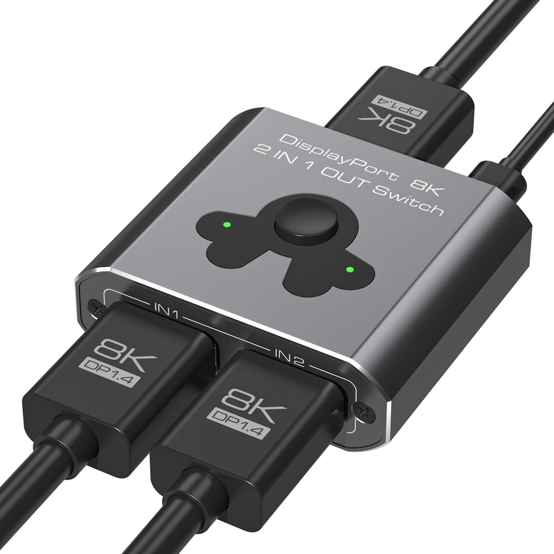 PVBCTCSID 8K60Hz Displayport Switch 2 in 1 Out DP 1.4 Switch 4K144Hz Displayport Umschalter Display