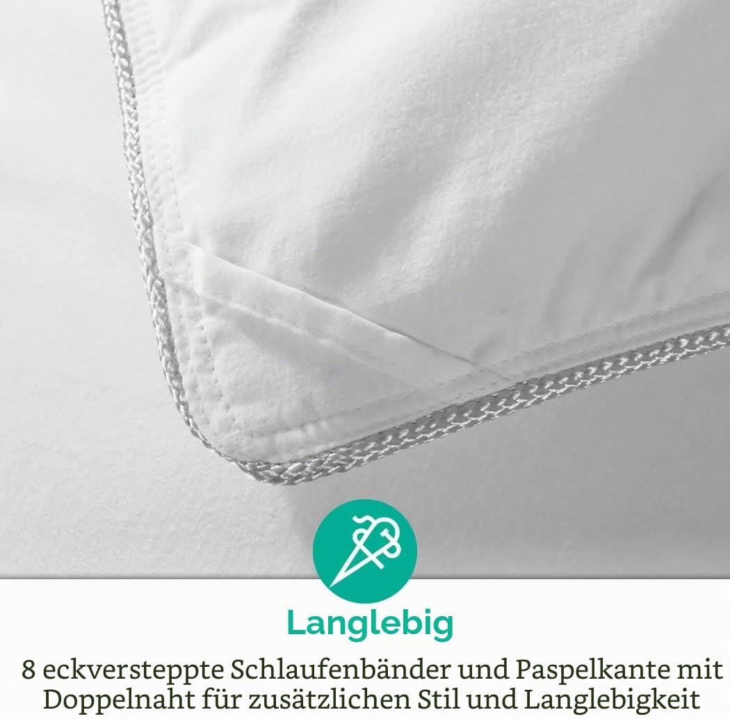 APSMILE Ganzjahres Daunendecke 155x220cm Gänsedaunen und Gänsefedern, Federbettdecke 155x220 cm, Hot