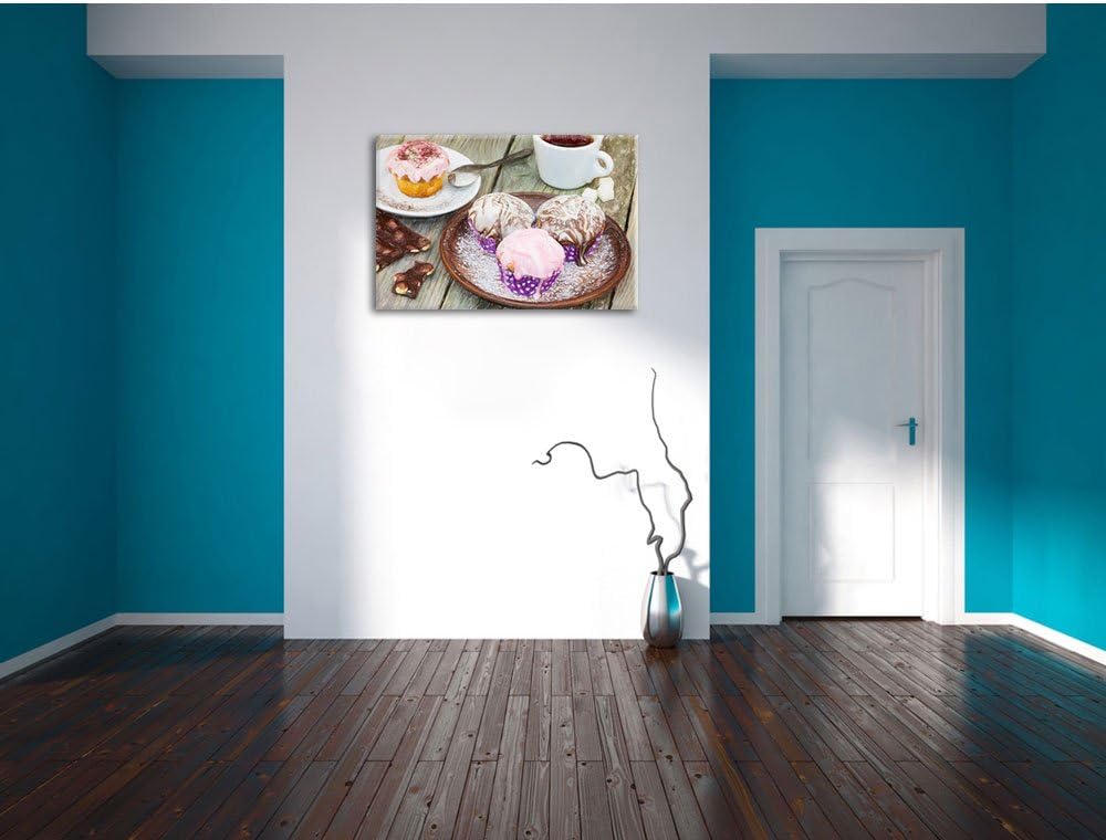 Pixxprint Köstliche Cupcakes als Leinwandbild/Grösse: 100x70 cm/Wandbild/Kunstdruck/fertig bespannt,
