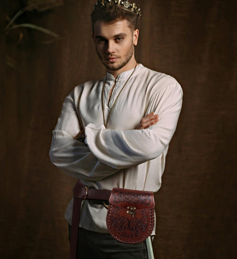 keland 2PCS Ren Faire Accessoires Wikinger Gürtel & Mittelalter Beuteltasche Gürteltasche Lederbeute