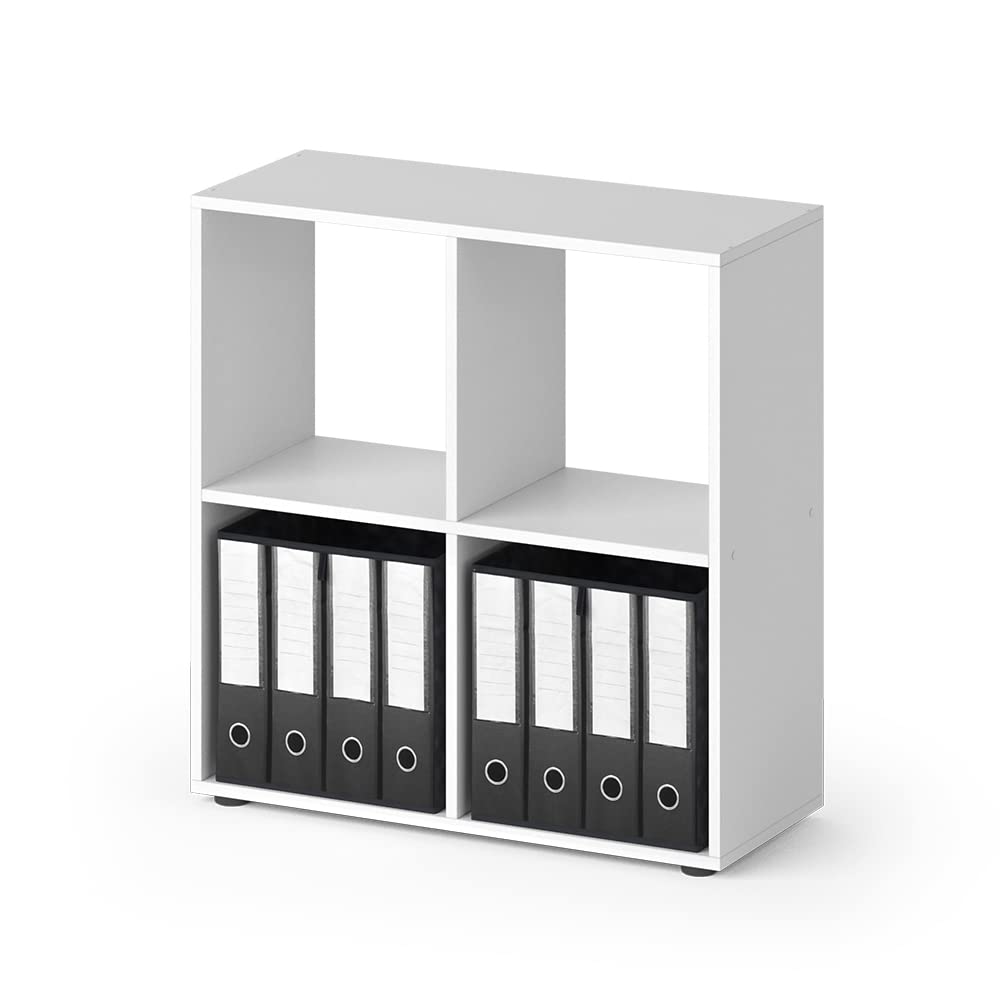 Vicco Raumteiler Tetra, Weiss, 72 x 72.6 cm mit 2 Faltboxen Raumteiler 73x72 cm mit Faltbox Ordner W