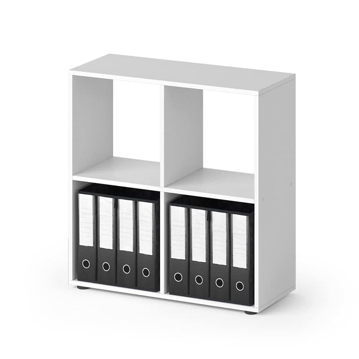 Vicco Raumteiler Tetra, Weiss, 72 x 72.6 cm mit 2 Faltboxen Raumteiler 73x72 cm mit Faltbox Ordner W