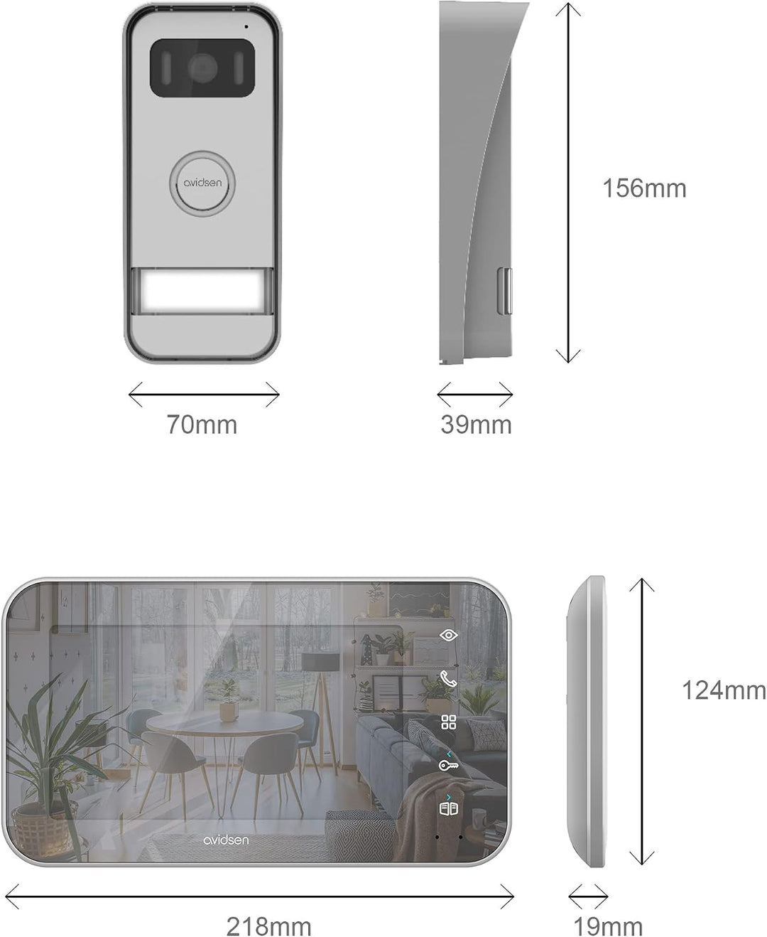 Avidsen Maya 2-Draht Video-Türsprechanlage | 7 Zoll, 800 x 480 | 2-Draht bis 100 m | 100° Kamera | I