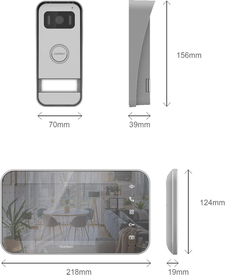 Avidsen Maya 2-Draht Video-Türsprechanlage | 7 Zoll, 800 x 480 | 2-Draht bis 100 m | 100° Kamera | I