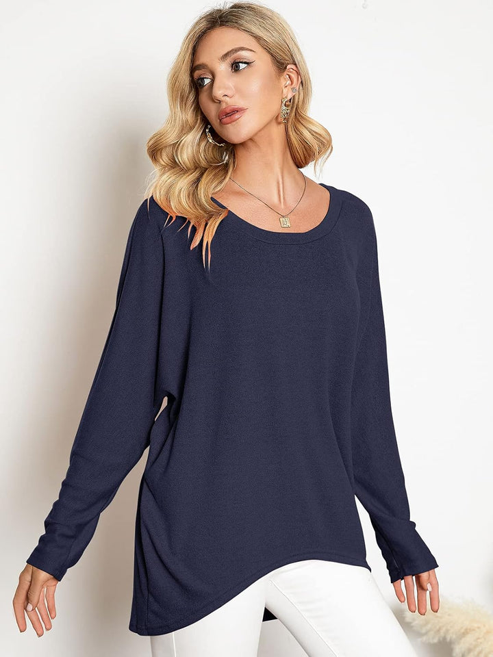 ZANZEA Damen-Pullover, Übergrösse, Feldermausärmel, Langarm-Oberteil, asymmetrisches Shirt, Freizeit