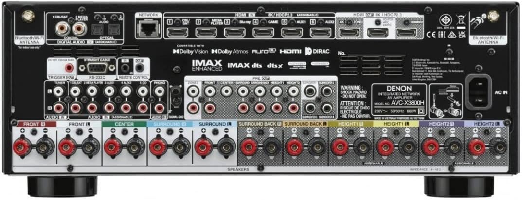 Denon AVC-X3800H 9.4-Kanal AV-Receiver, Verstärker mit Auro-3D, Dolby Atmos, DTS:X, 6 "8K-Eingänge u
