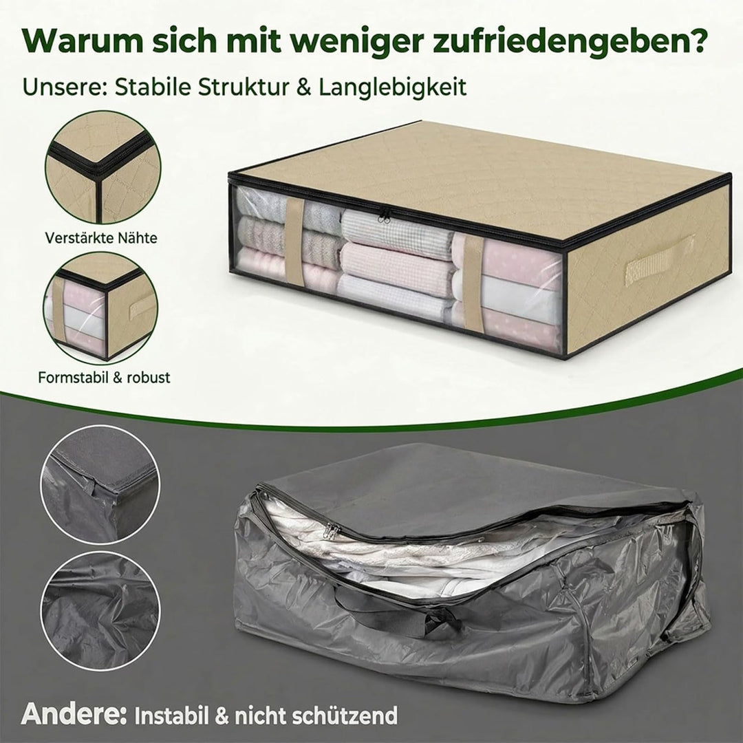 4er-Set Unterbett Aufbewahrungsboxen für Kleideraufbewahrung &amp; Organisation | 40L Waschbare Unterbet