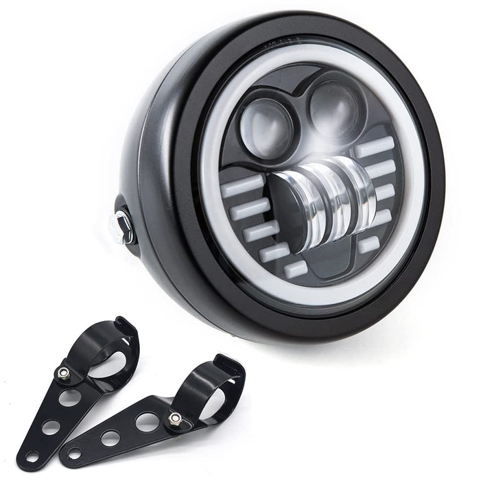 Motorrad LED Frontscheinwerfer, 6,5 Zoll Universal Scheinwerfer Distanz Licht mit Halterung zur Über