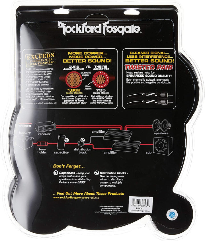 Rockford RFK4X 4 AWG Komplettes Verstärker-Installationsset RFK4X Standardverpackung, RFK4X Standard