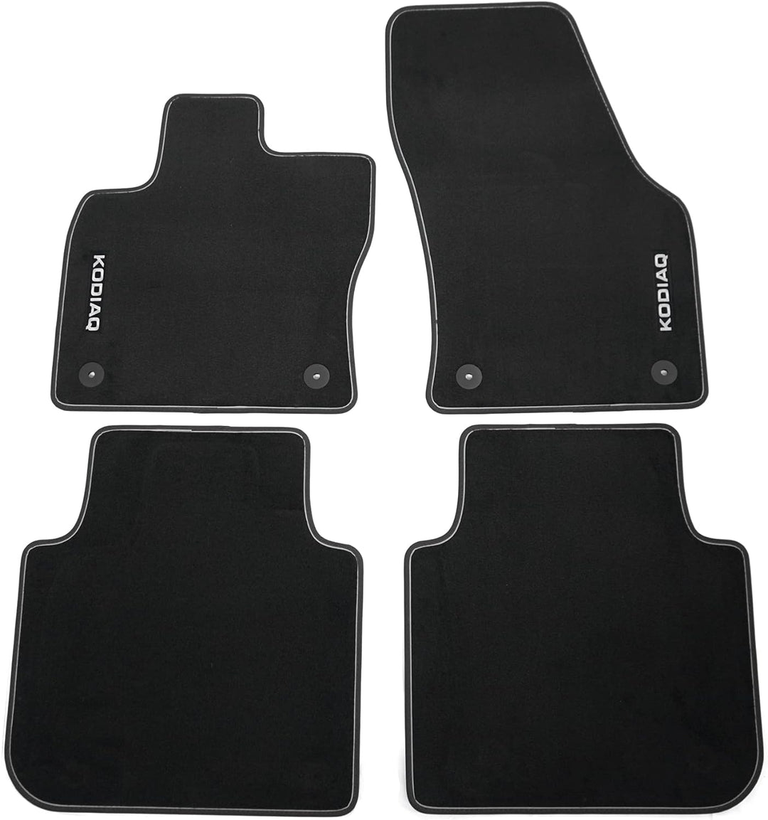Skoda 566061270B Textilfussmatten Prestige Velours Fussmatten 4X Stoffmatten, schwarz/grau, mit Kodi