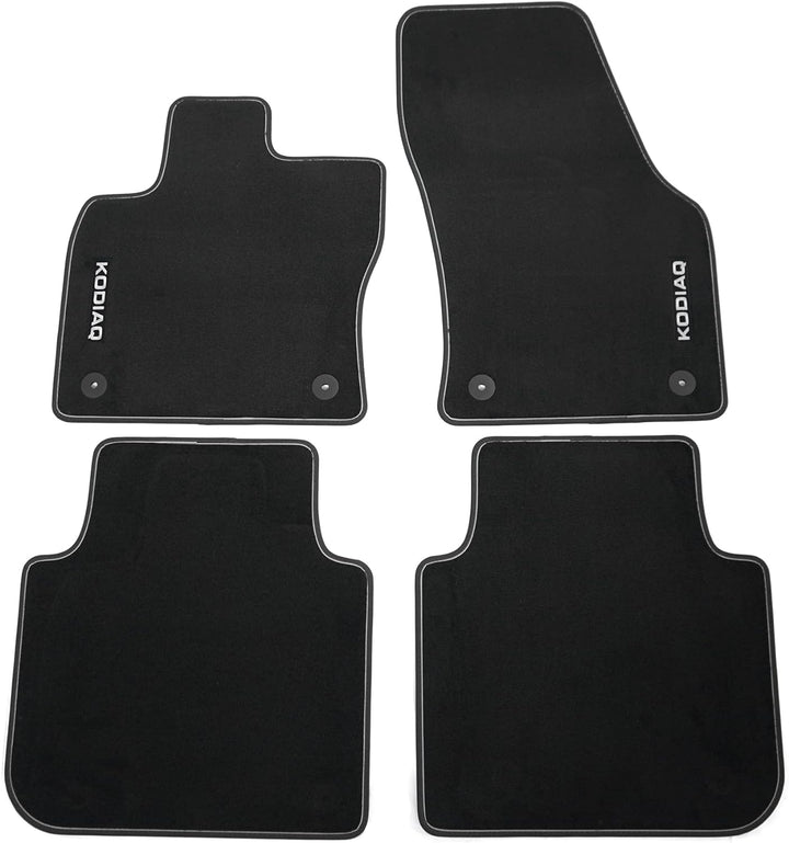 Skoda 566061270B Textilfussmatten Prestige Velours Fussmatten 4X Stoffmatten, schwarz/grau, mit Kodi