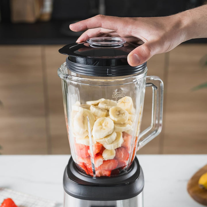 Ufesa Sunset Standmixer aus Glas, Leistung 1600W, Glaskrug Kapazität 1,5L, 2 Geschwindigkeiten + Pul