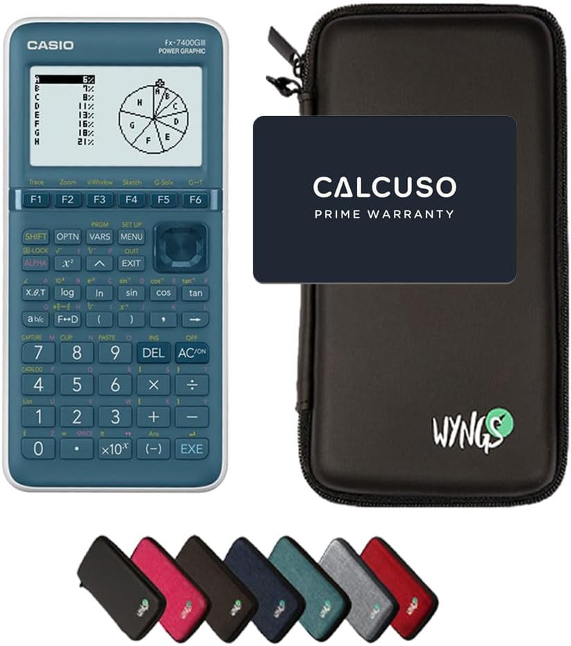 Calcuso Sparpack: Casio FX 7400 GIII Grafikrechner + Schutzhülle WYNGS schwarz + erweiterte Garantie
