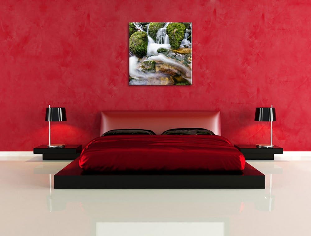 Gertelbach im Schwarzwald, Format: 70x70 auf Leinwand, XXL riesige Bilder fertig gerahmt mit Keilrah