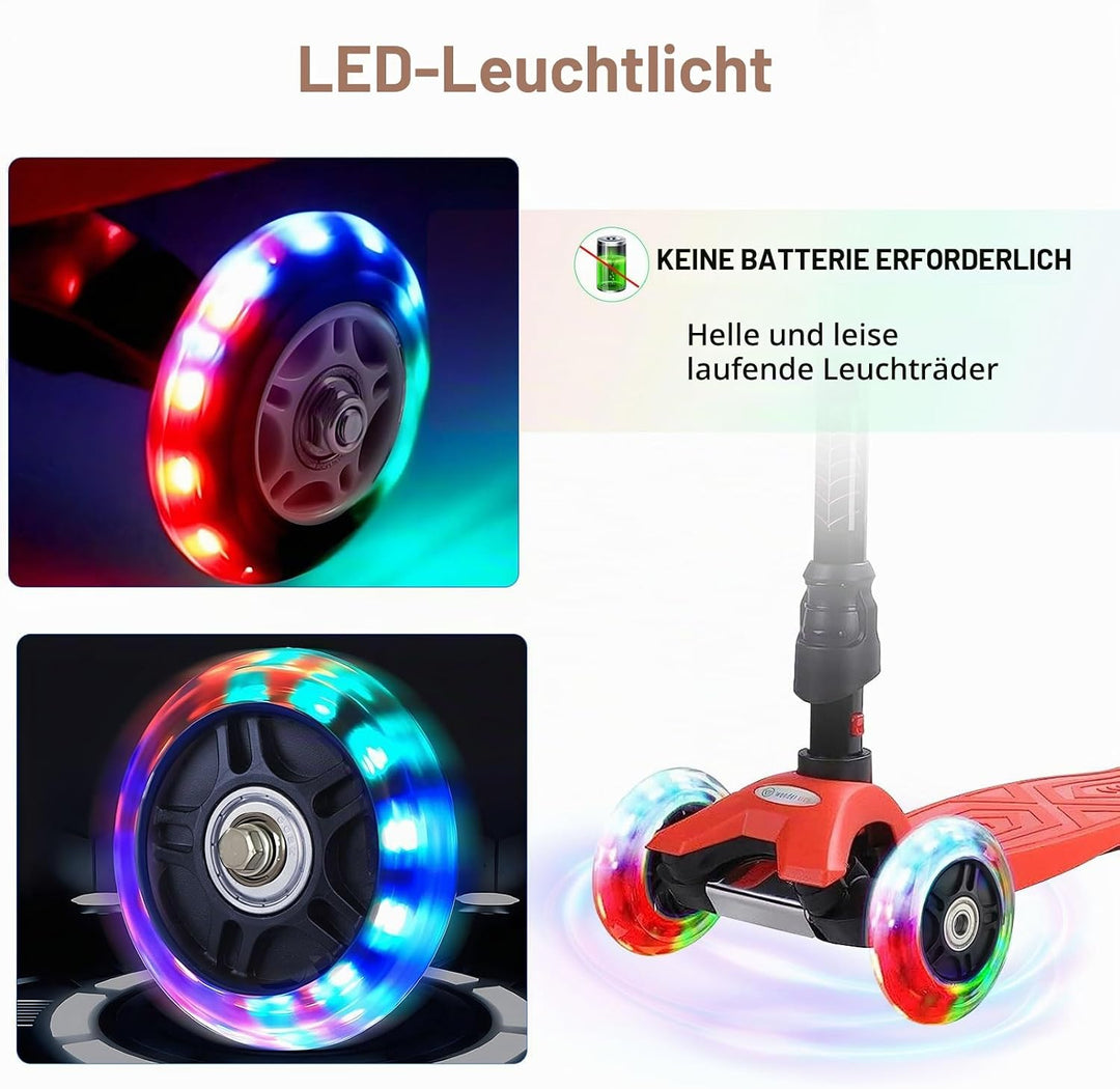 DBREAKS Leuchtende Stunt Scooter Rollen, 2 Stück LED-Lichtrollen, 100mm Led Scooter Ersatzräder Räde