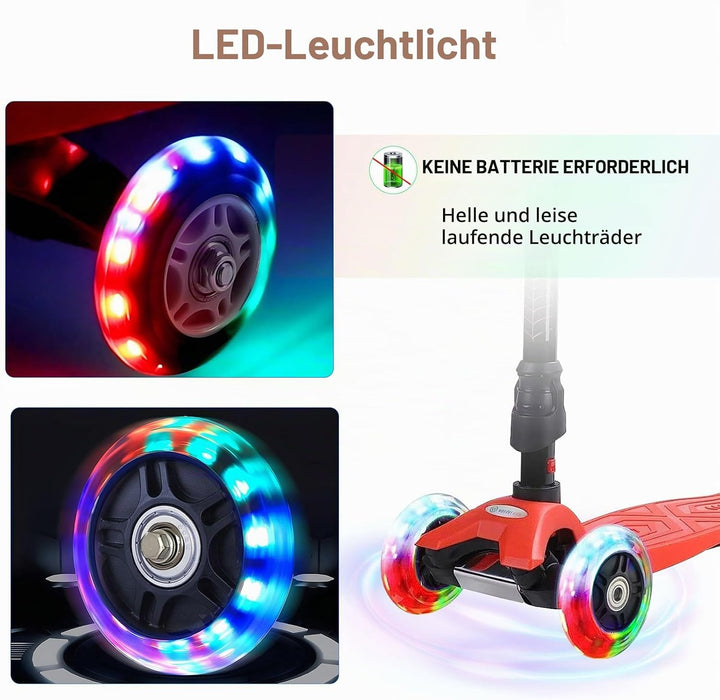 DBREAKS Leuchtende Stunt Scooter Rollen, 2 Stück LED-Lichtrollen, 100mm Led Scooter Ersatzräder Räde
