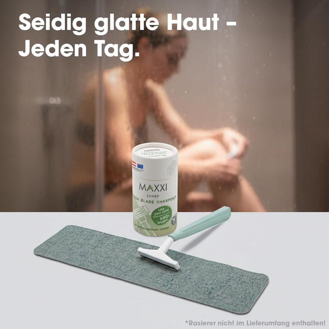 MaxxiSharp Rasierklingen Schärfer Pad – Patentiertes High Tech Textil – Verlängert Lebensdauer für E