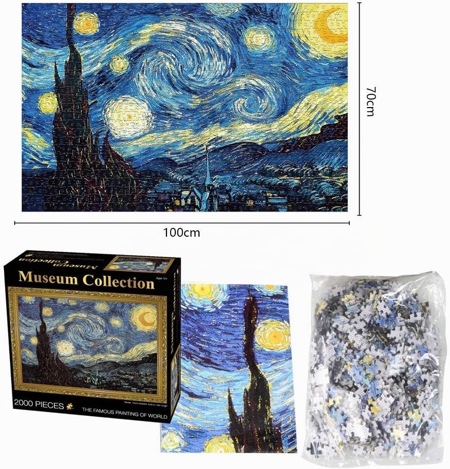 TINYOUTH 2000 Teile Puzzle für Erwachsene, 《Sternennacht》 Museum Kollektion Puzzle, 70x100CM 2mm Dic