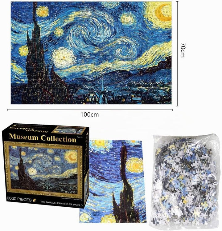 TINYOUTH 2000 Teile Puzzle für Erwachsene, 《Sternennacht》 Museum Kollektion Puzzle, 70x100CM 2mm Dic