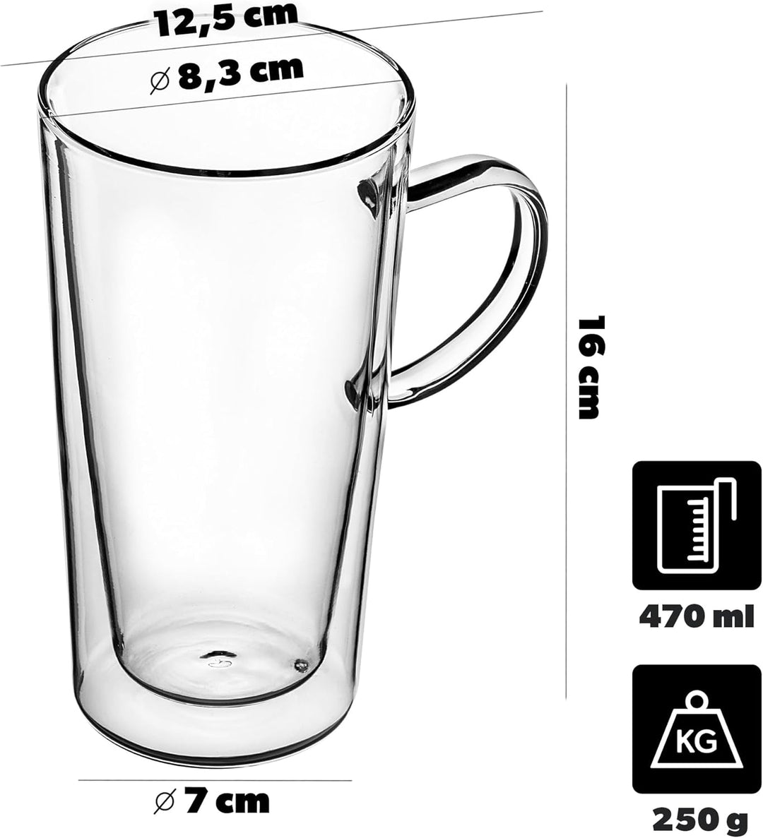 KADAX doppelwandige Gläser, Set, 380ml, Thermogläser aus Borosilikatglas, Trinkgläser für Tee, Kaffe
