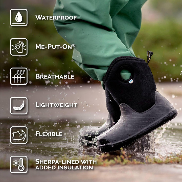 Jan &amp; Jul Wasserdichte Winter-Stiefel für Kinder mit Fleece Gefüttert 21 EU Schwarze Birke, 21 EU Sc