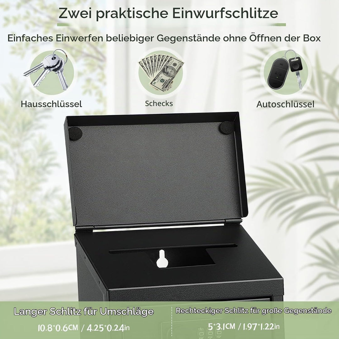Spendenbox Metall Abschliessbar, Geldkassette Wandmontage mit Zahlenschloss | Schlüsselbox für Ausse