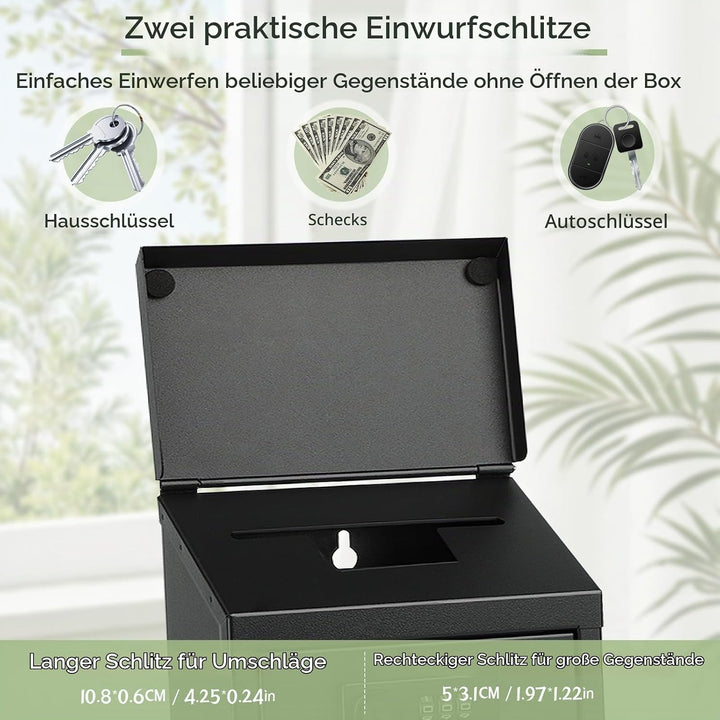 Spendenbox Metall Abschliessbar, Geldkassette Wandmontage mit Zahlenschloss | Schlüsselbox für Ausse