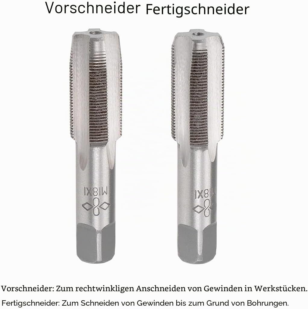 sourcing map 1 Paar metrisches Handgewinde Gewindesteigung 4 gerade Nuten H2 legierter Werkzeugstahl