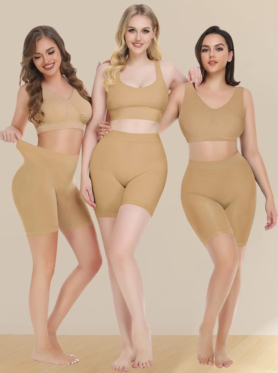 Damen Shorts Radlerhose Kurze, 3er Pack Anti Scheuern Unterhose für unter Kleider, Nahtlos Hohe Tail