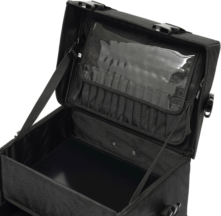 2 in 1 Kosmetikkoffer Trolley, Make up Koffer mit Rädern, Professioneller Schminkkoffer Beauty Case