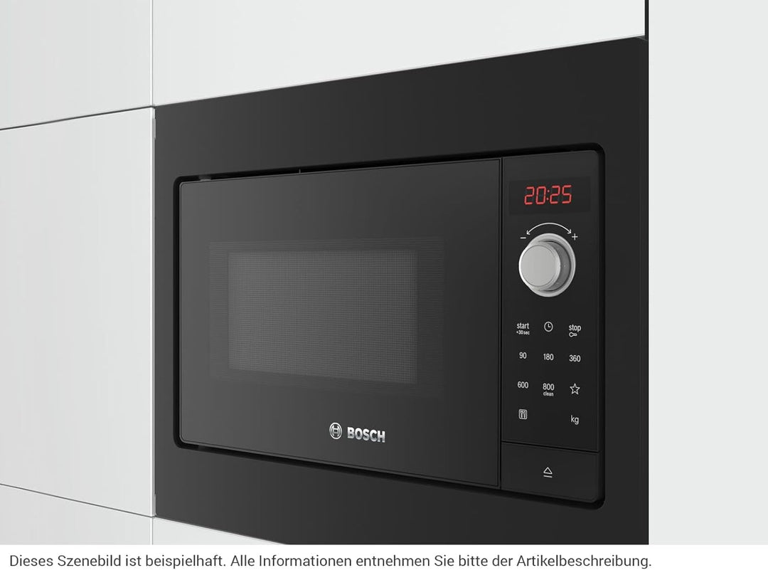 Bosch BFL523MB3 Serie 2 Einbau-Mikrowelle, 38 x 50 cm, 800 W, Drehteller 27 cm, Türanschlag Links, A