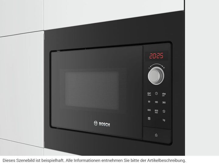 Bosch BFL523MB3 Serie 2 Einbau-Mikrowelle, 38 x 50 cm, 800 W, Drehteller 27 cm, Türanschlag Links, A