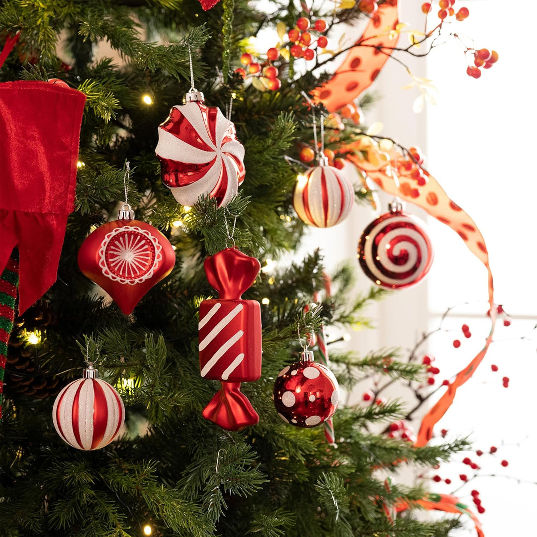 Valery Madelyn Weihnachtsschmuck-Set, 108 ct Zuckerstange, rot und weiss, bruchsicher, Weihnachtsbau