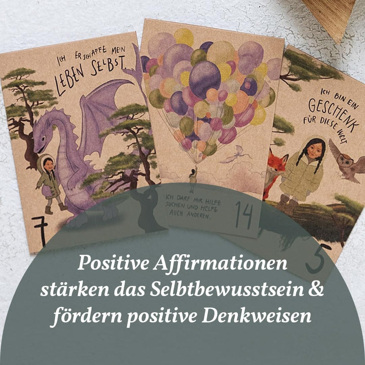 VEGAN BOX® Adventskalender Mindful für Kinder | 24 stärkende Affirmationen und Geschichten | Für Kin