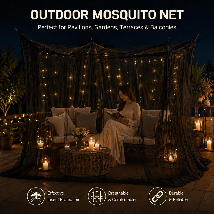 Moskitonetz Bett mit 1 Tür, Moskitonetz Camping Extra gross, Mückennetz Bett Geeignet für Pavillons,