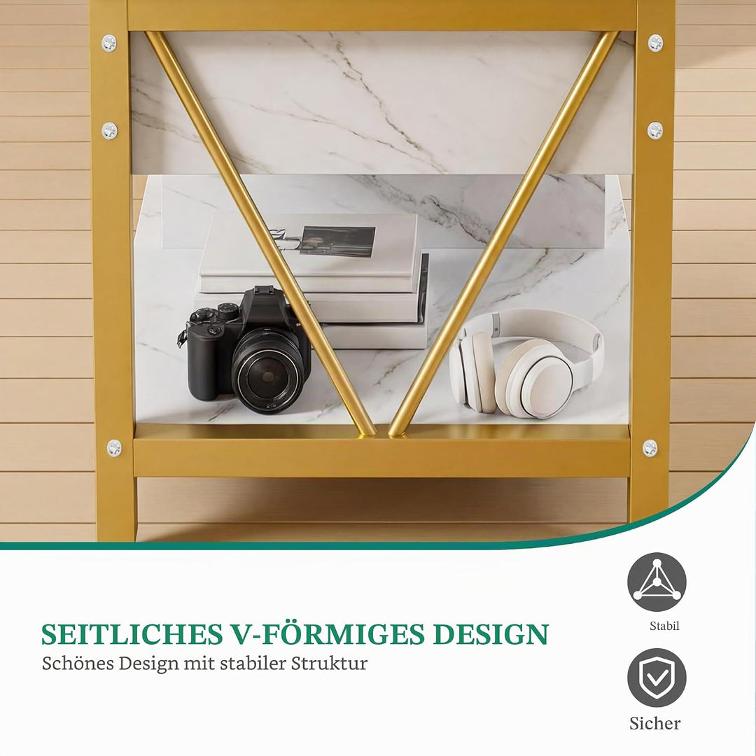 YITAHOME Höhenverstellbarer Couchtisch im Industrie-Design mit verstecktem Stauraum &amp; Ablage, Multif