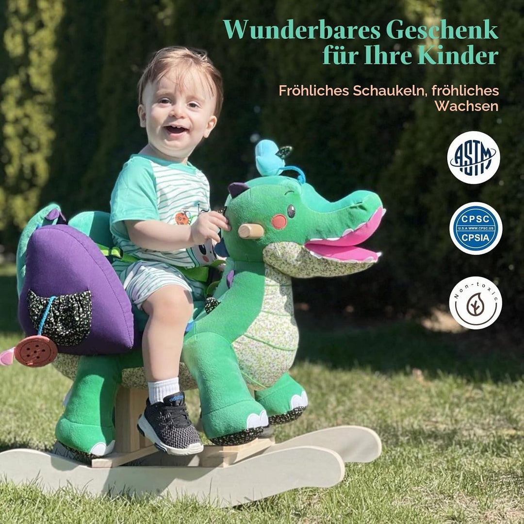 labebe - Wippe für Kinder, Holzpferd, Schaukelpferd für den Aussenbereich, Kinder, Schaukeltier für