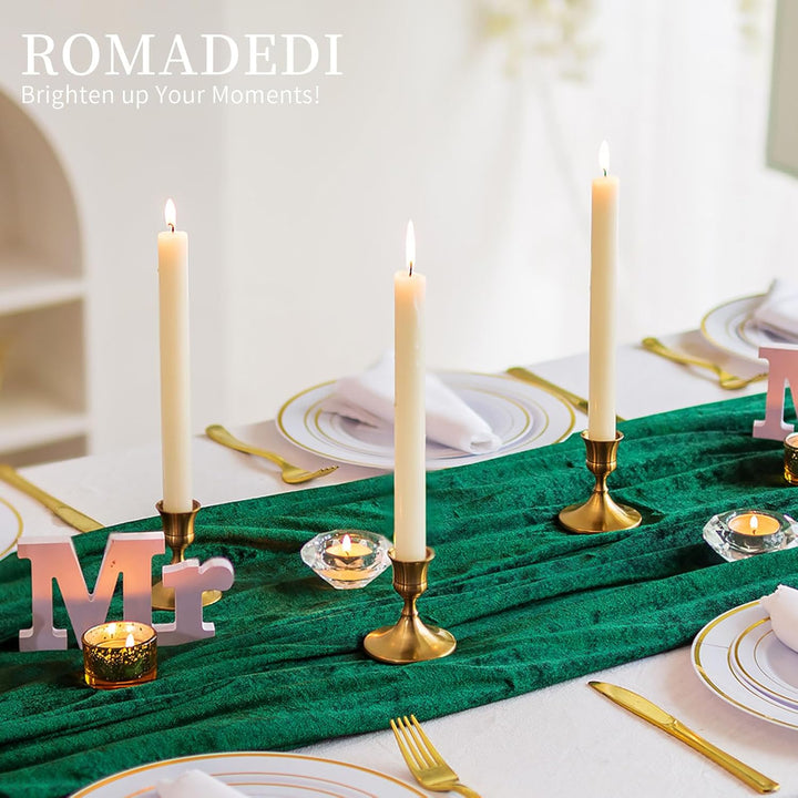 Romadedi Kerzenständer Gold Stabkerzen Tischdeko - 12er Set Klein Kerzenhalter Stabkerze Metall Vint