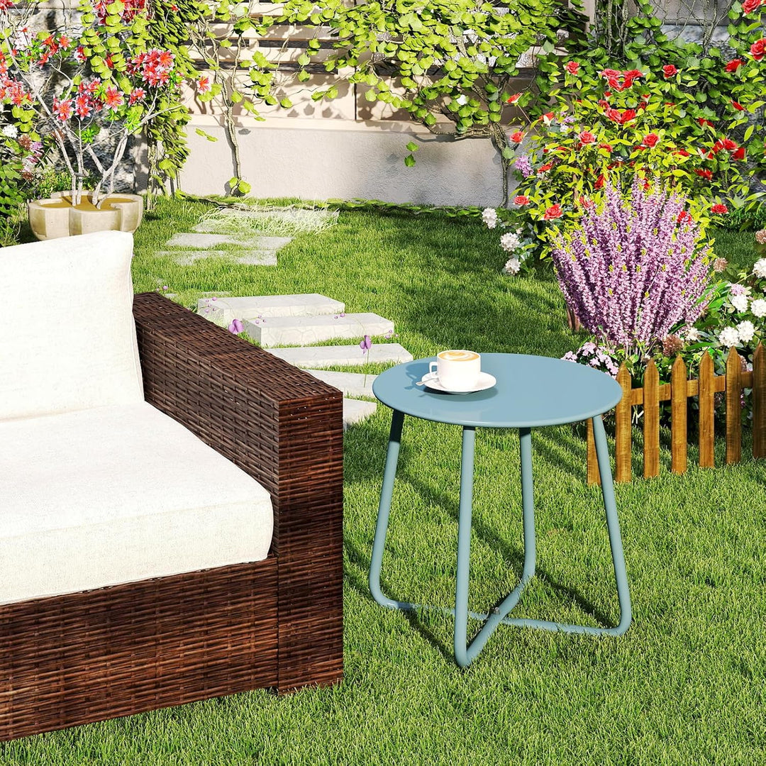 HollyHOME Beistelltisch Outdoor Balkontisch Klein Gartentisch Rund Beistelltisch Metall Wetterfest L
