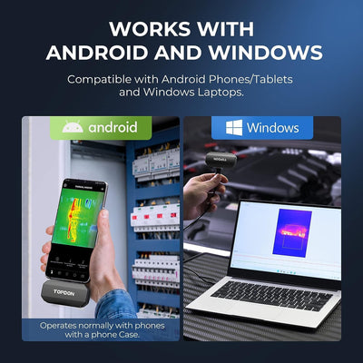 TOPDON Wärmebildkamera für Android TC001[Nur Android/Grau], 256 x 192 thermische Auflösung, Super IR