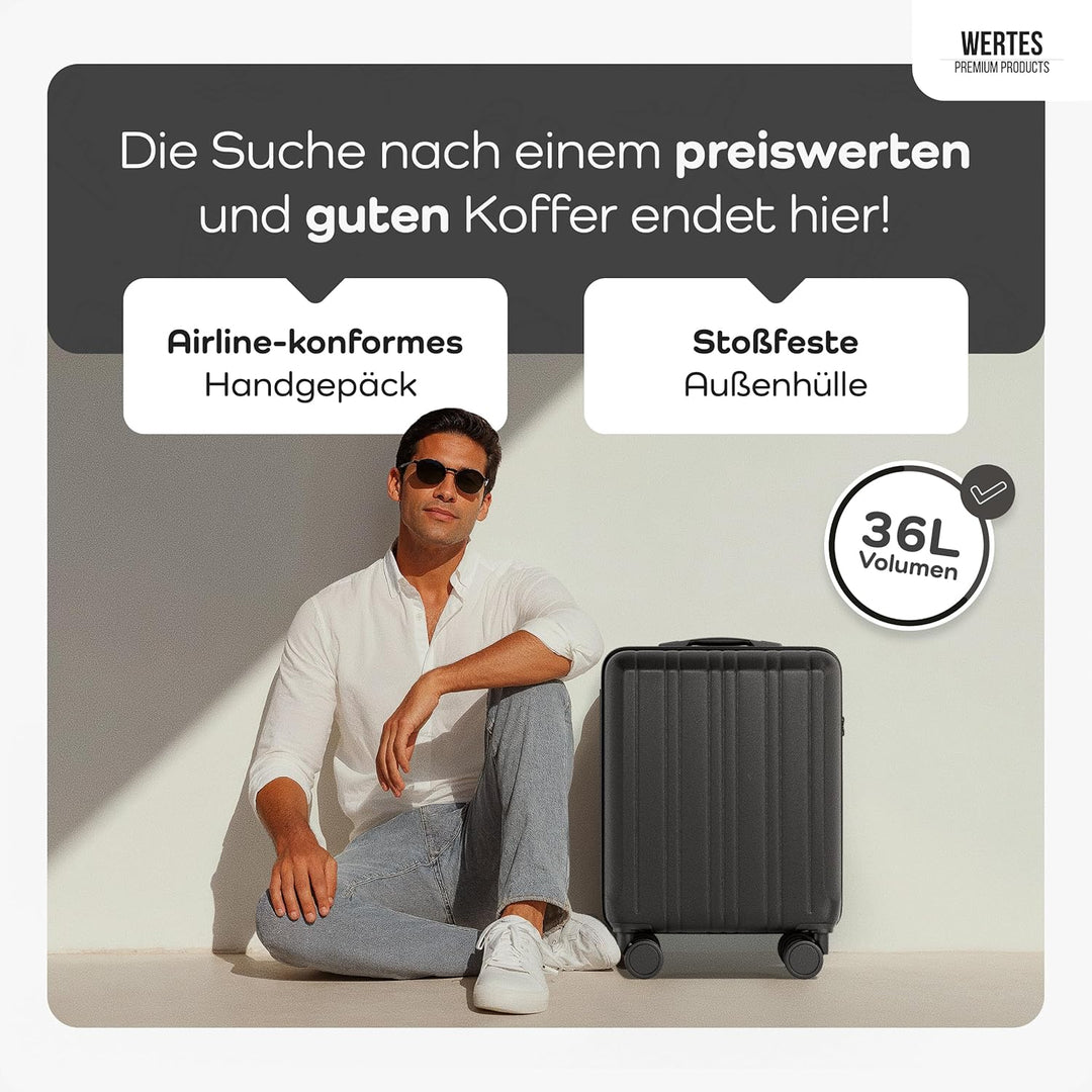 Handgepäck Koffer 55x40x20cm - 36L - TSA Schloss Koffer Handgepäcks mit Dopperollen, Reisekoffer, Ha