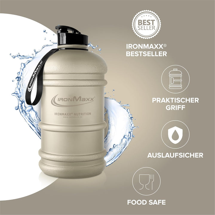 IronMaxx Water Gallon - Matt Sandstone Beige 2200ml | BPA & DEHP frei | auslaufsichere Trinkflasche